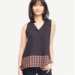 Ann Taylor Geo Border Print Shell Petite Medium New without Tags